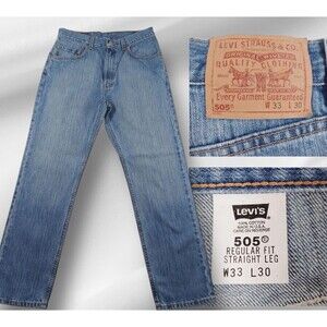 Vintage Levi’s 505 Regular Fit Straight Leg Men's Size 33x30 USA Made '01